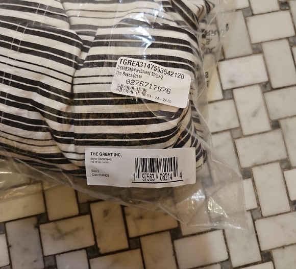 THE GREAT. Parchment Striped Midi Sundress - Picture 6 of 7